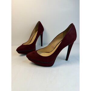 Jessica Simpson Venisse Womens Size 7.5M Burgundy Suede Platform Stiletto Heels